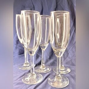 Estate Set of 5 Clear Sparkling Champagne Flutes Celebration Party Drinkware VTG